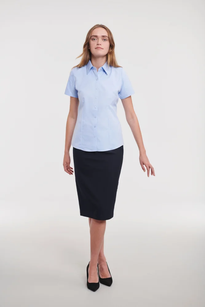 Herringbone Bluse kurzarm