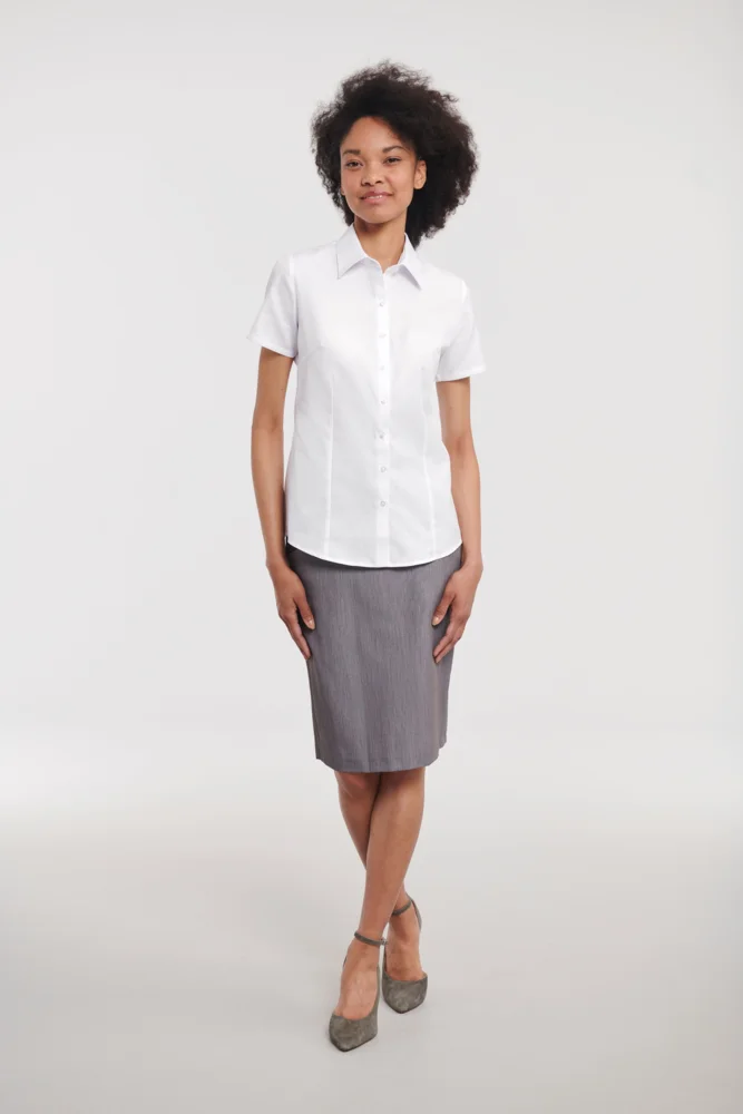 Herringbone Bluse kurzarm