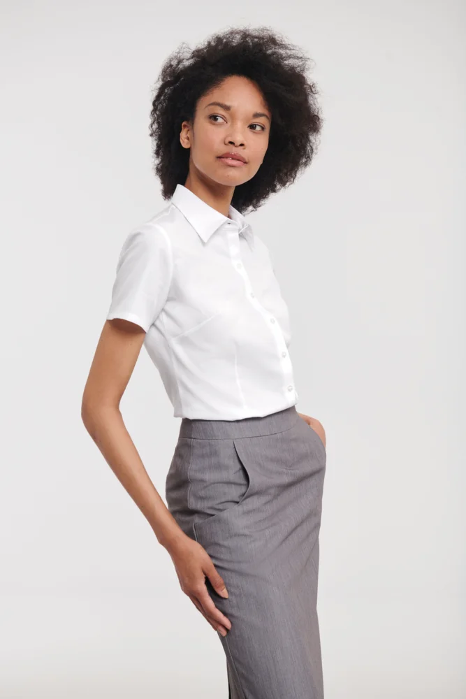 Herringbone Bluse kurzarm