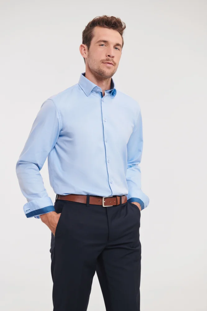 Herringbone Kontrast Hemd langarm