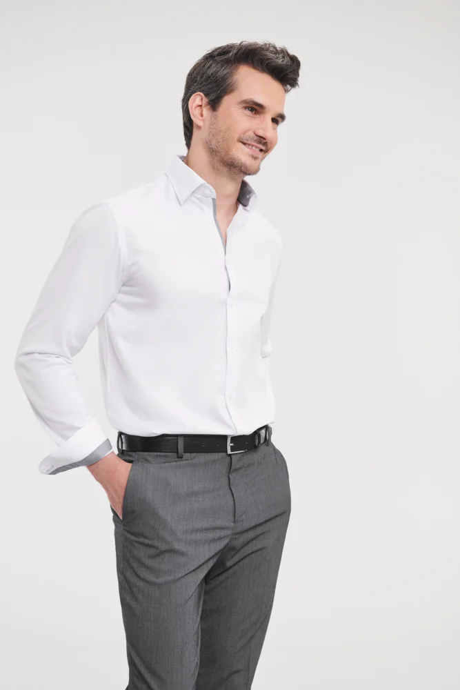 Herringbone Kontrast Hemd langarm