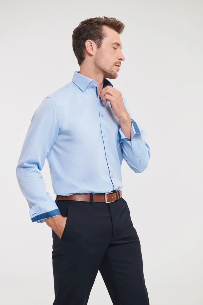 Herringbone Kontrast Hemd langarm