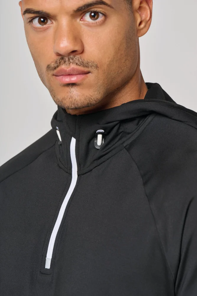 Kapuzen Sport Sweatshirt mit 1/4 Zip