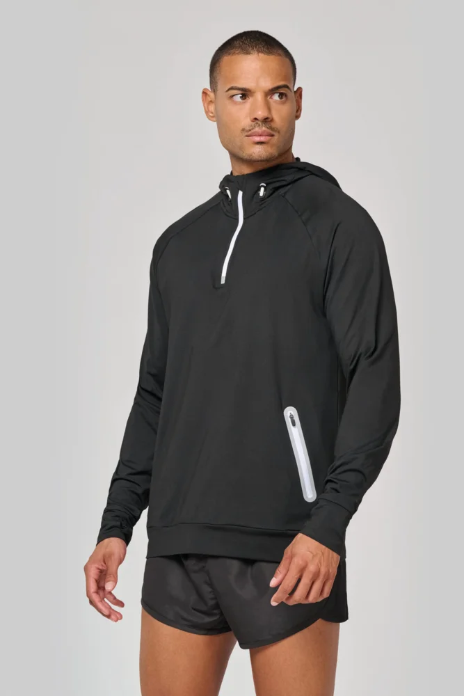 Kapuzen Sport Sweatshirt mit 1/4 Zip