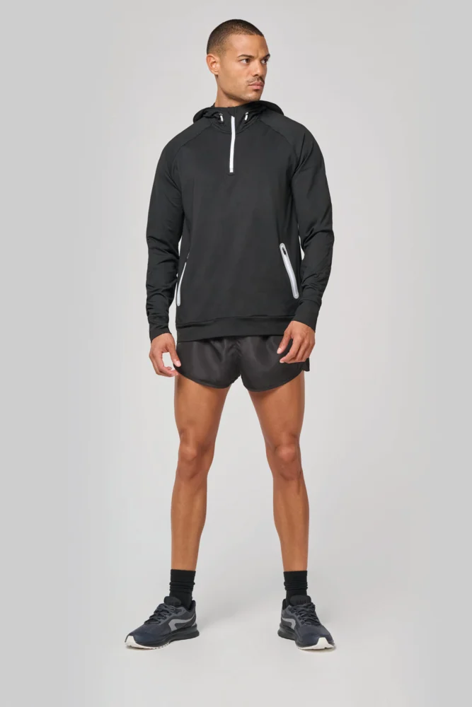 Kapuzen Sport Sweatshirt mit 1/4 Zip