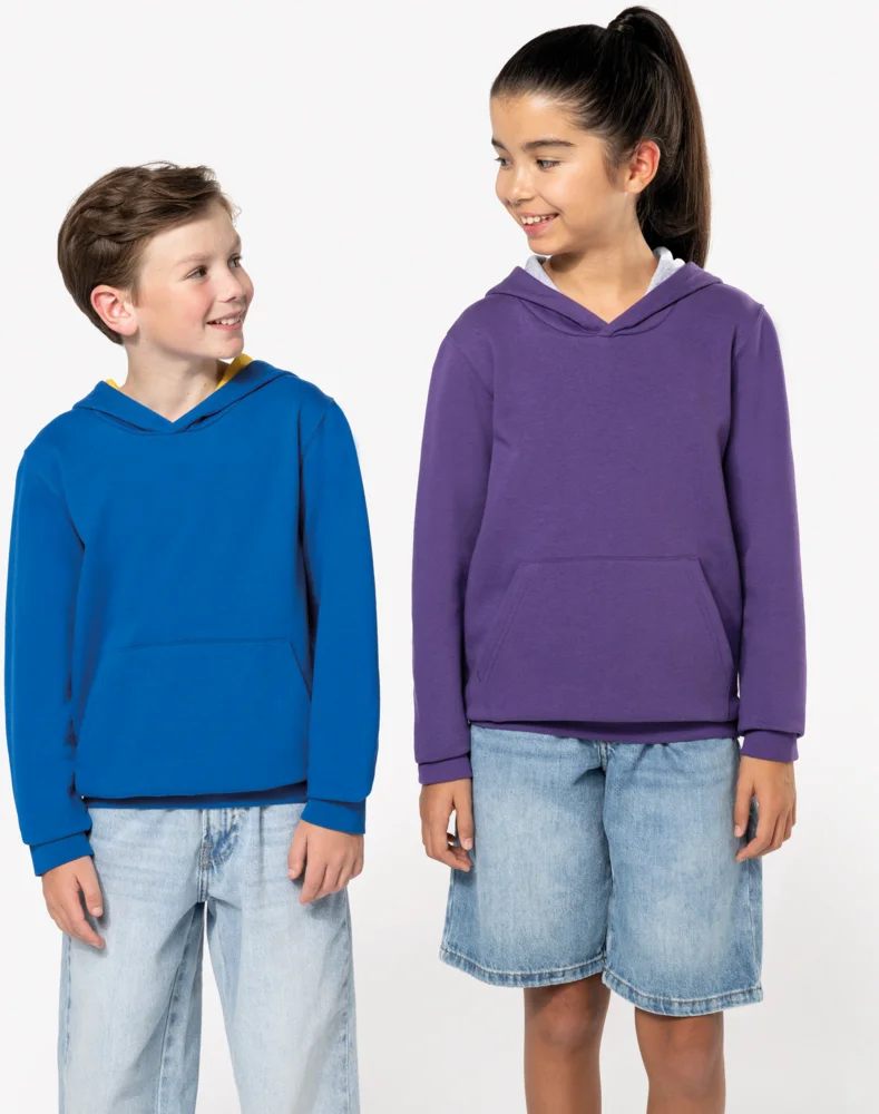 Kids' Contrast Hooded Sweater