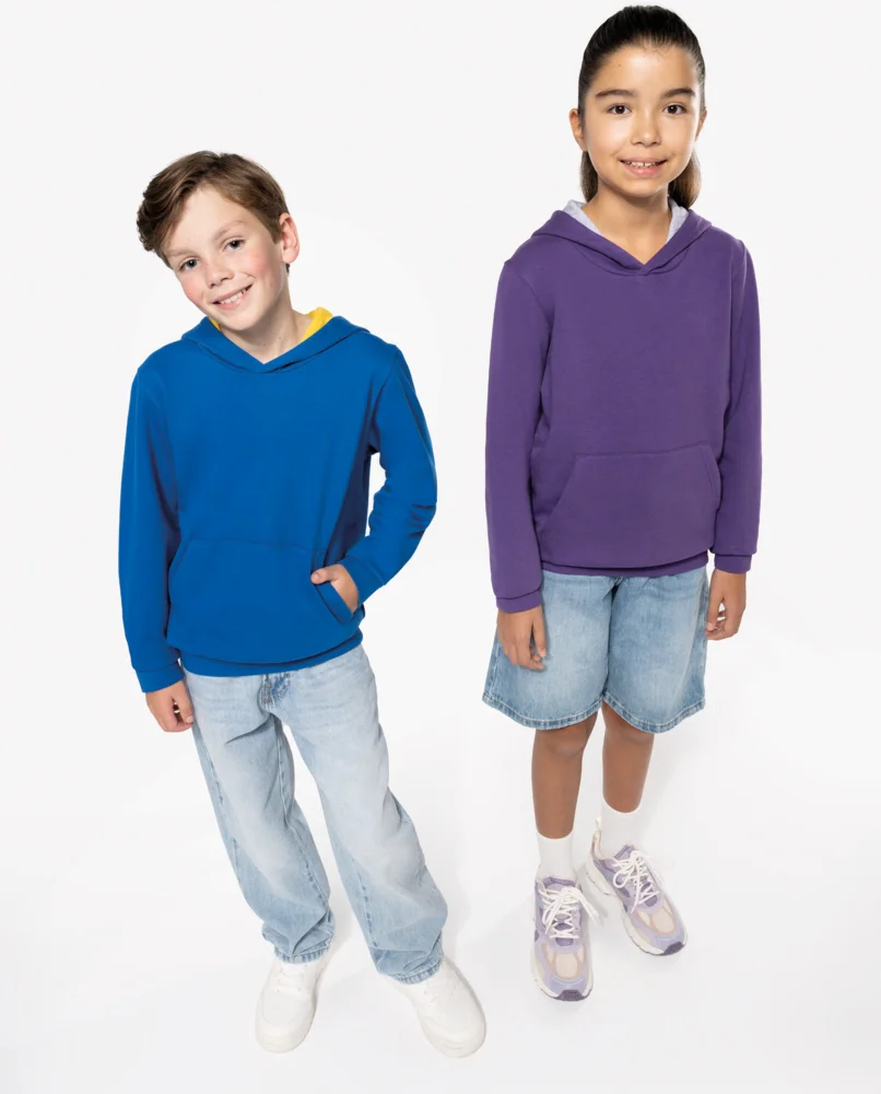 Kids' Contrast Hooded Sweater