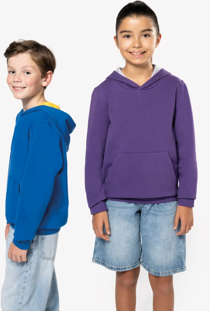 Kids' Contrast Hooded Sweater