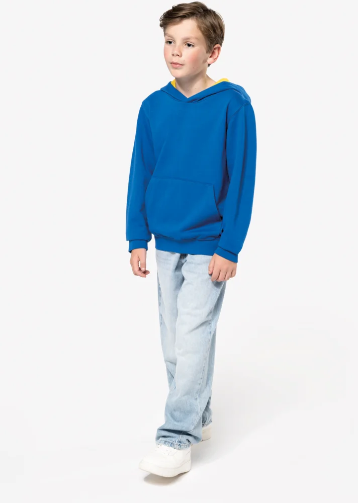 Kids' Contrast Hooded Sweater
