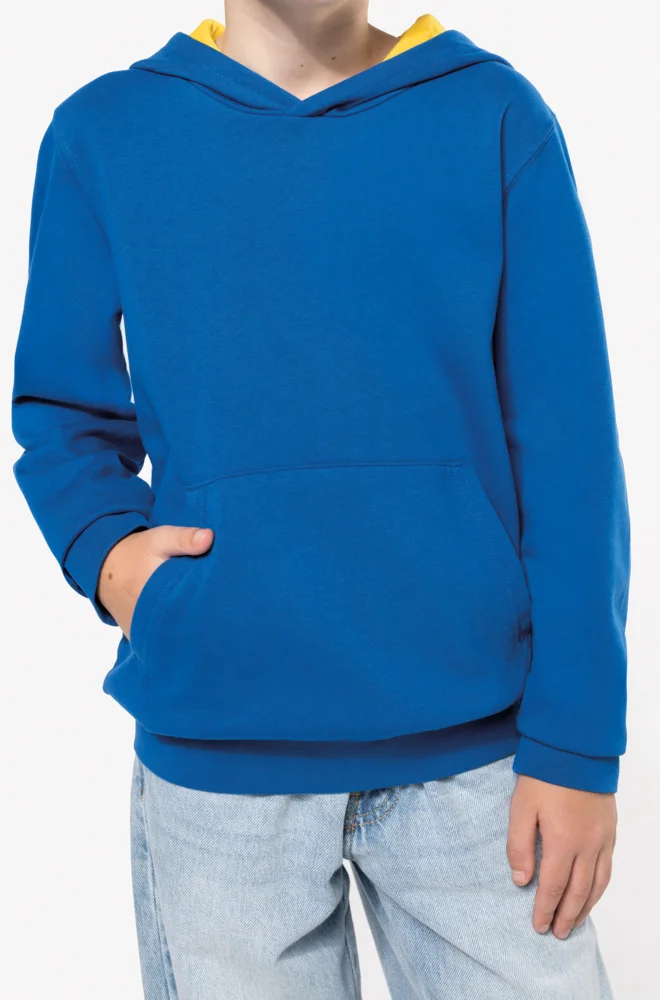 Kids' Contrast Hooded Sweater
