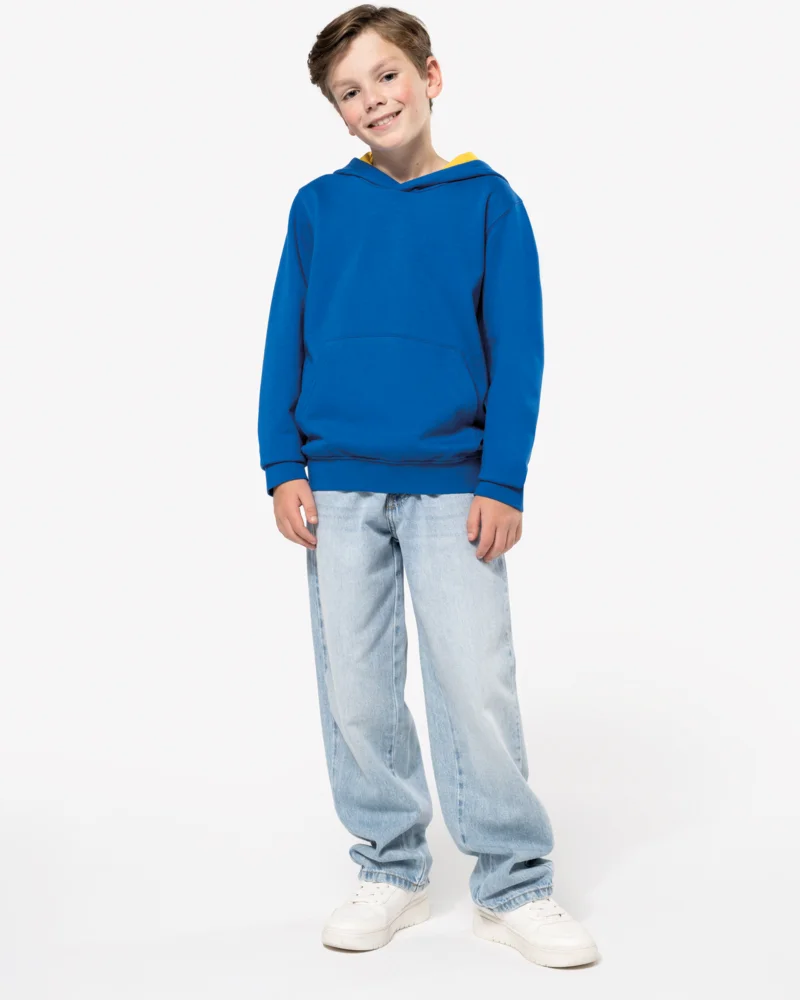 Kids' Contrast Hooded Sweater