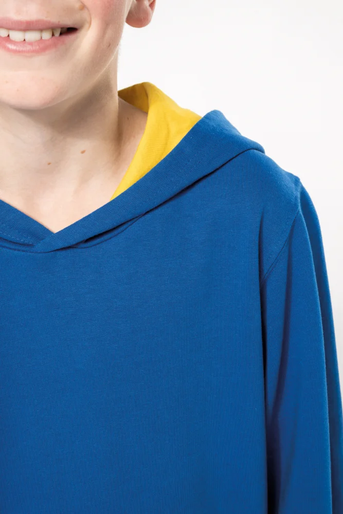 Kids' Contrast Hooded Sweater