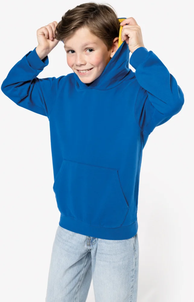 Kids' Contrast Hooded Sweater