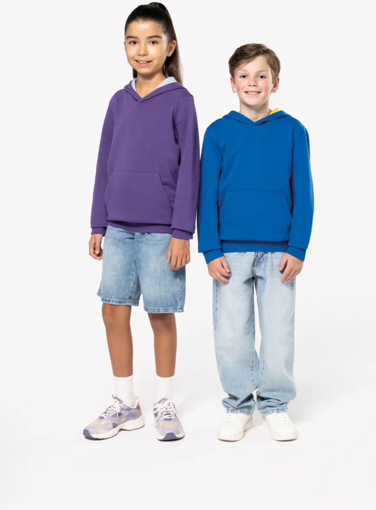 Kids' Contrast Hooded Sweater