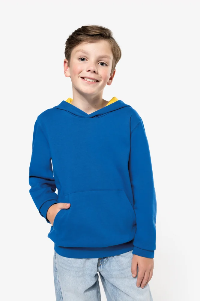 Kids' Contrast Hooded Sweater