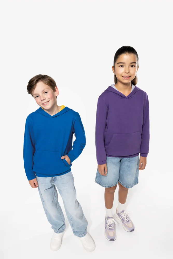 Kids' Contrast Hooded Sweater