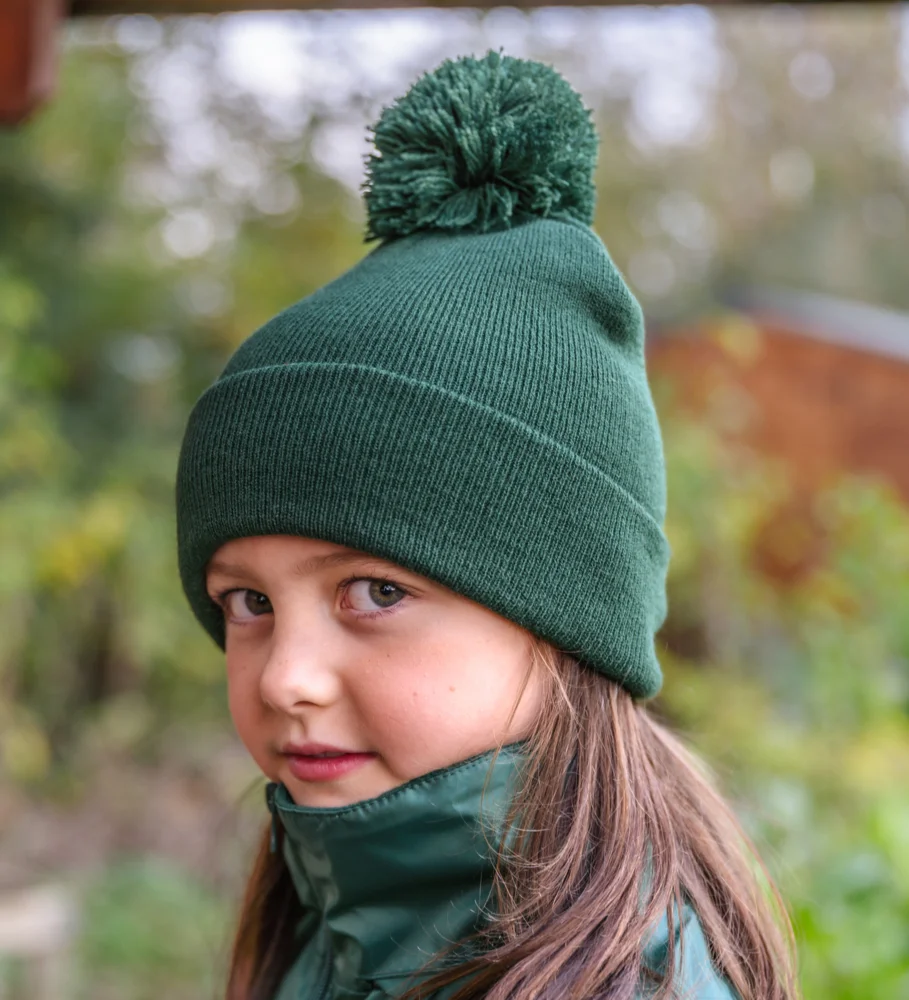 Kids' Knitted Beanie with Pompon