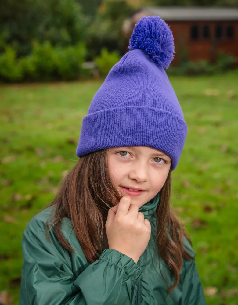 Kids' Knitted Beanie with Pompon