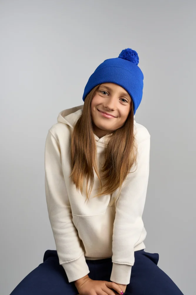 Kinder Strickmütze mit Pompon