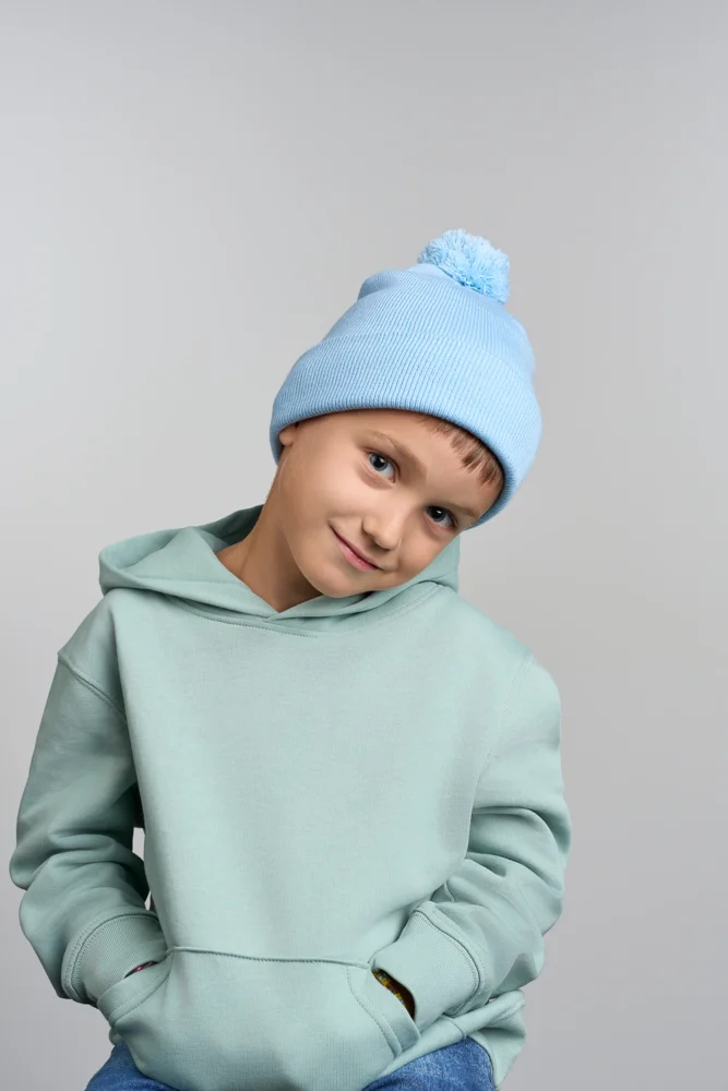 Kinder Strickmütze mit Pompon