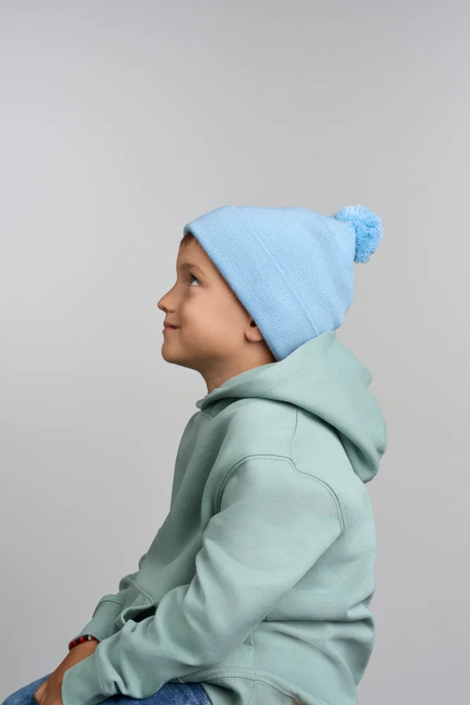 Kinder Strickmütze mit Pompon