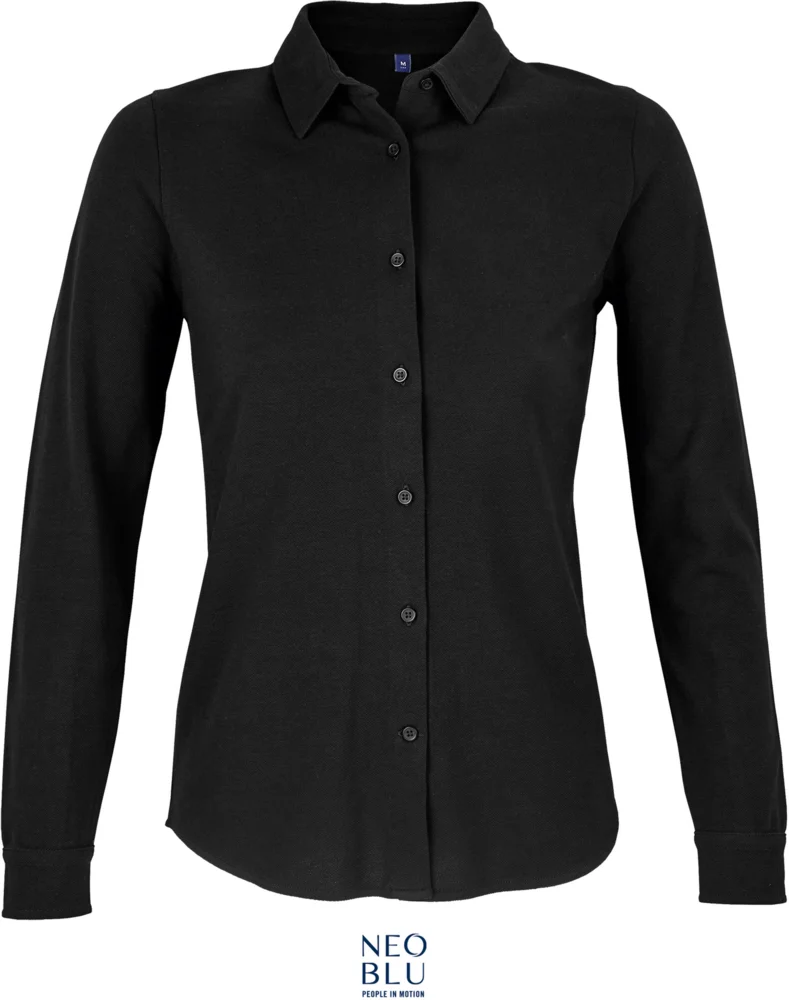 Piqué Bluse langarm