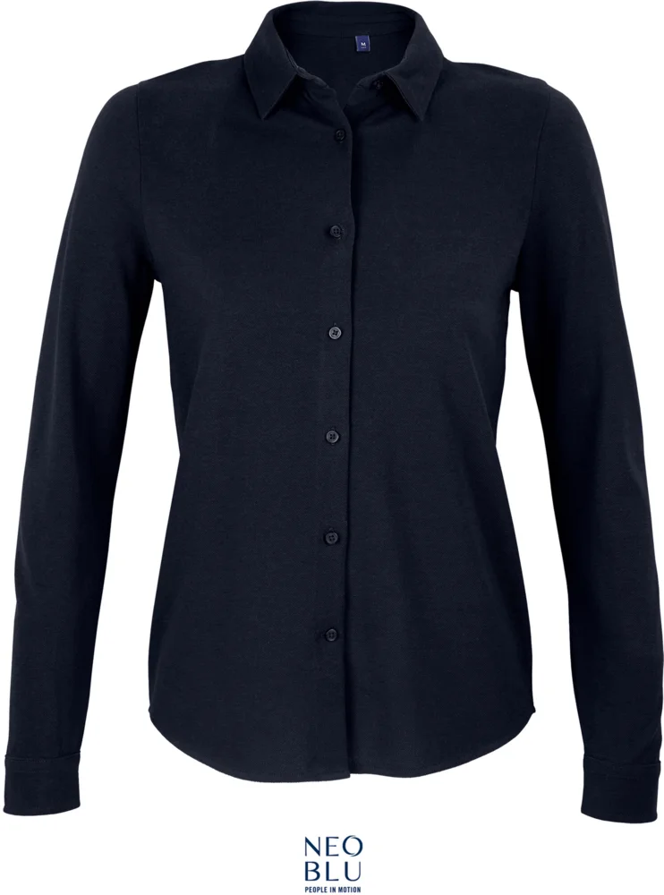 Piqué Bluse langarm