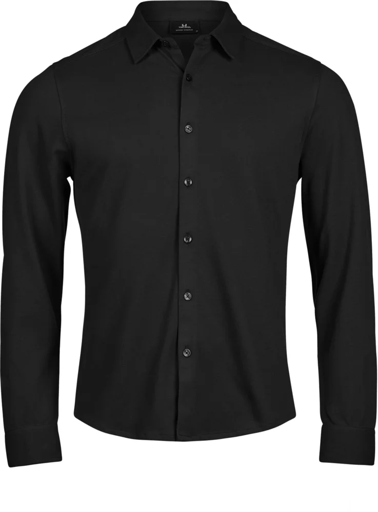 Piqué Hemd langarm "Luxury Stretch"