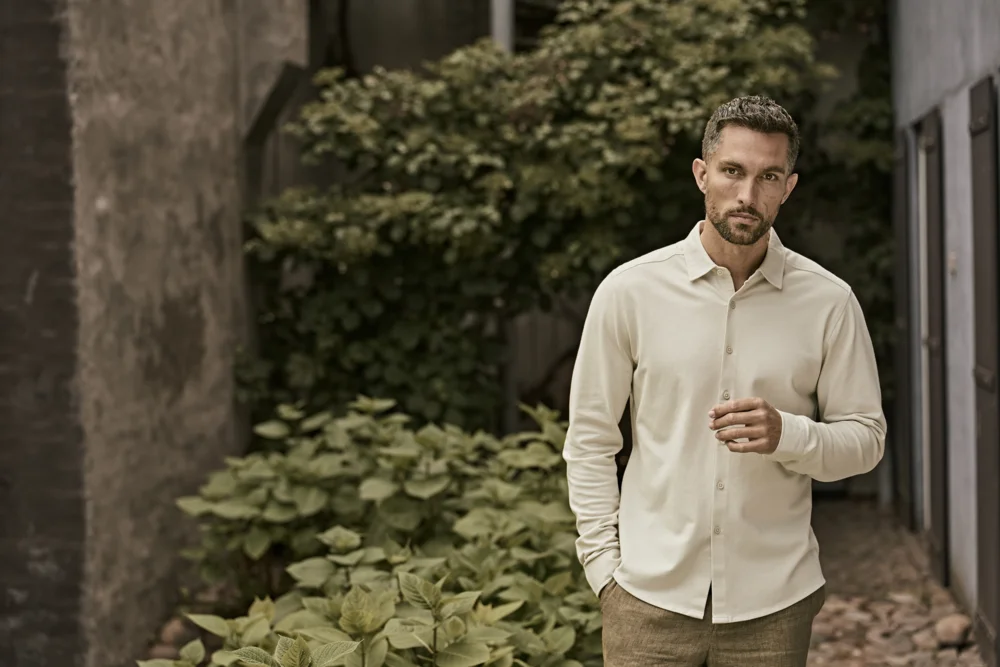 Piqué Hemd langarm "Luxury Stretch"