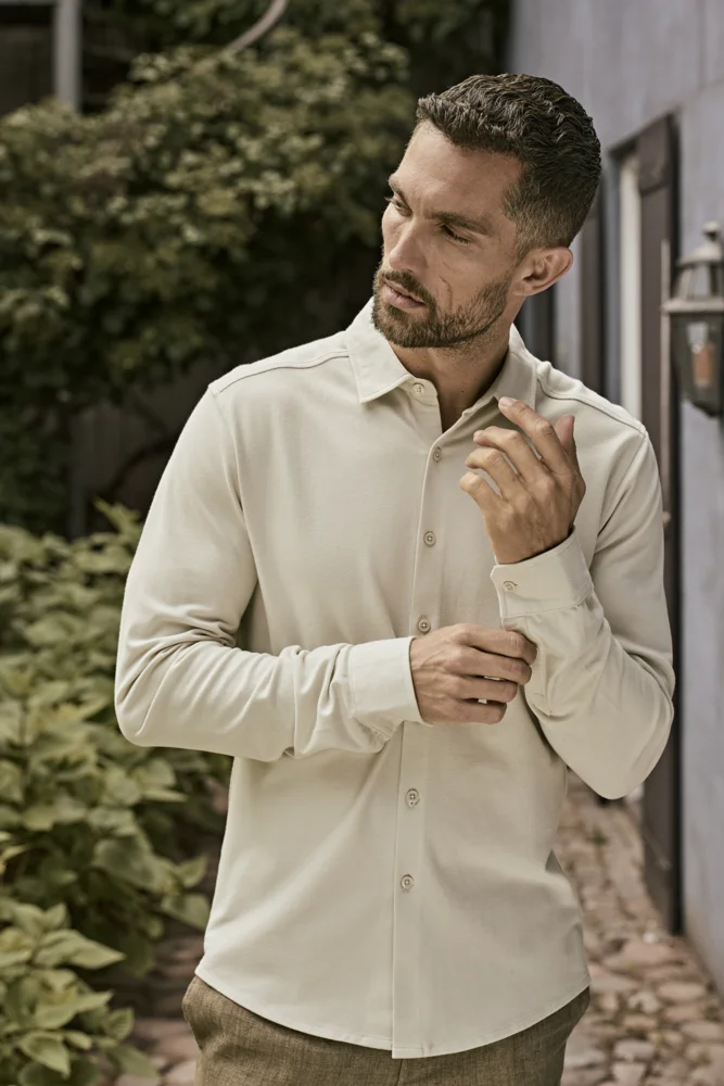 Piqué Hemd langarm "Luxury Stretch"