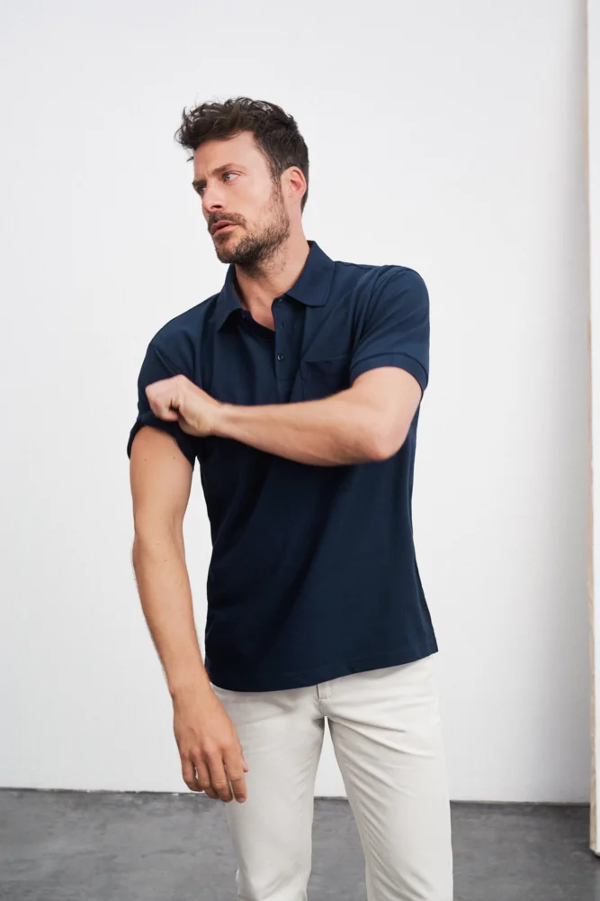 Piqué Polo mit Brusttasche