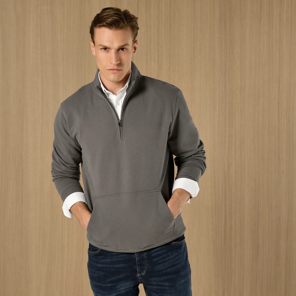Piqué Sweater with 1/4 Zip