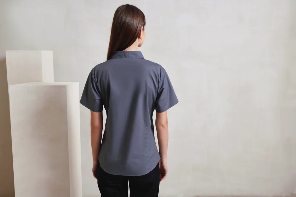 Popeline Bluse kurzarm