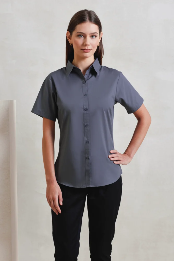 Popeline Bluse kurzarm