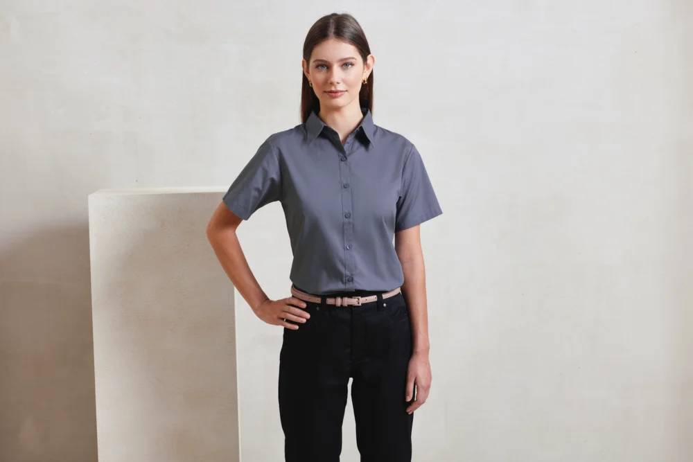 Popeline Bluse kurzarm