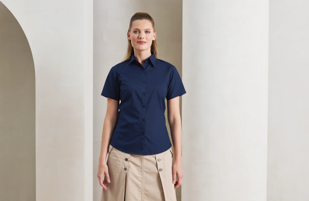 Popeline Bluse kurzarm