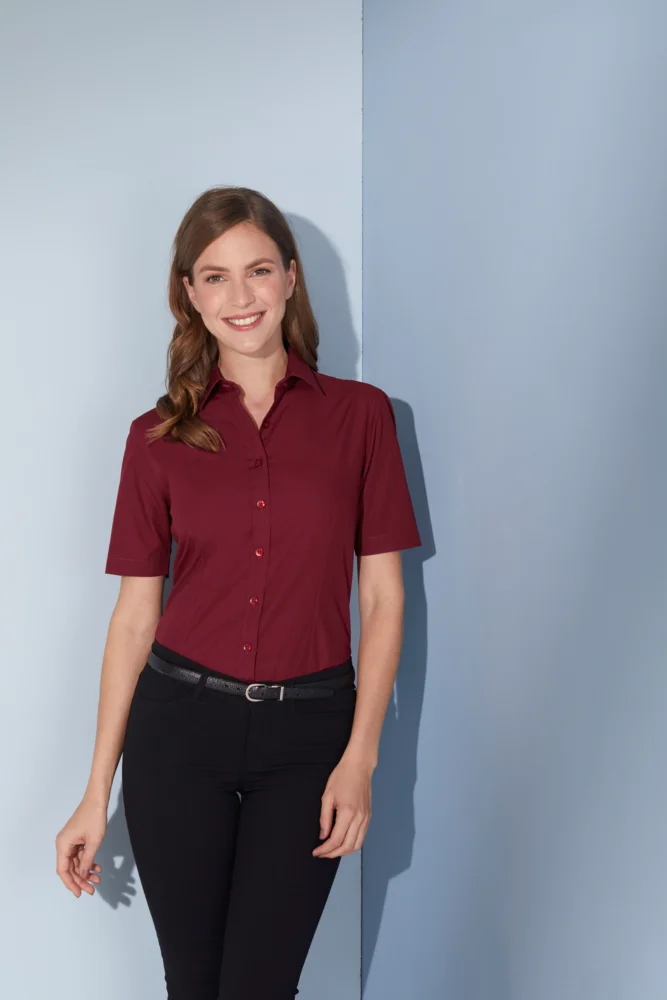 Popeline Bluse kurzarm