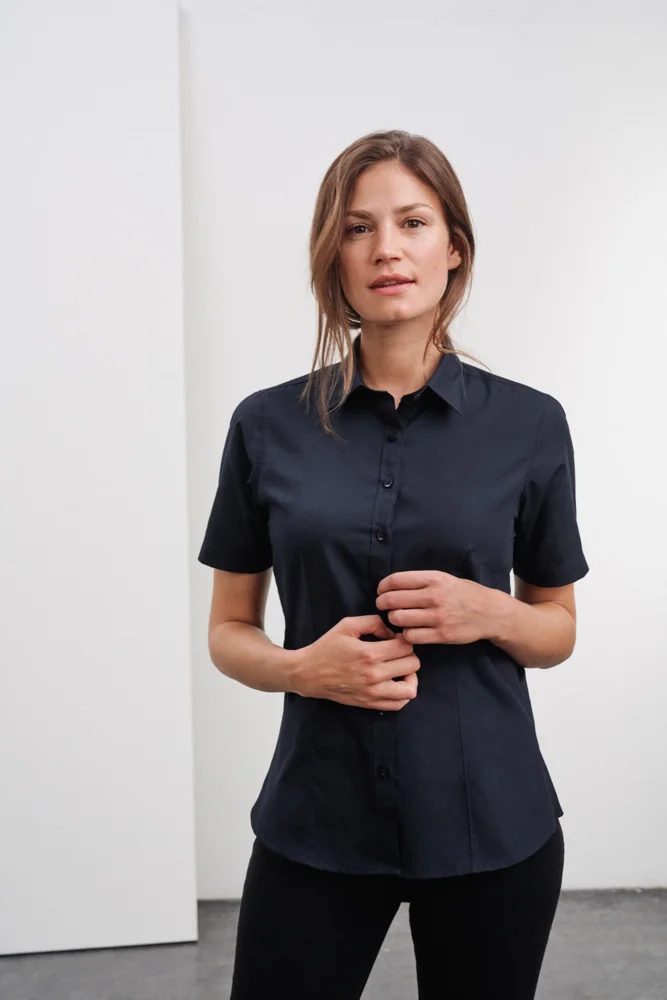 Popeline Bluse kurzarm