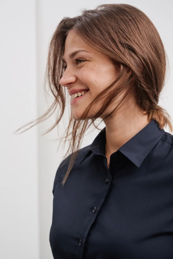 Popeline Bluse kurzarm