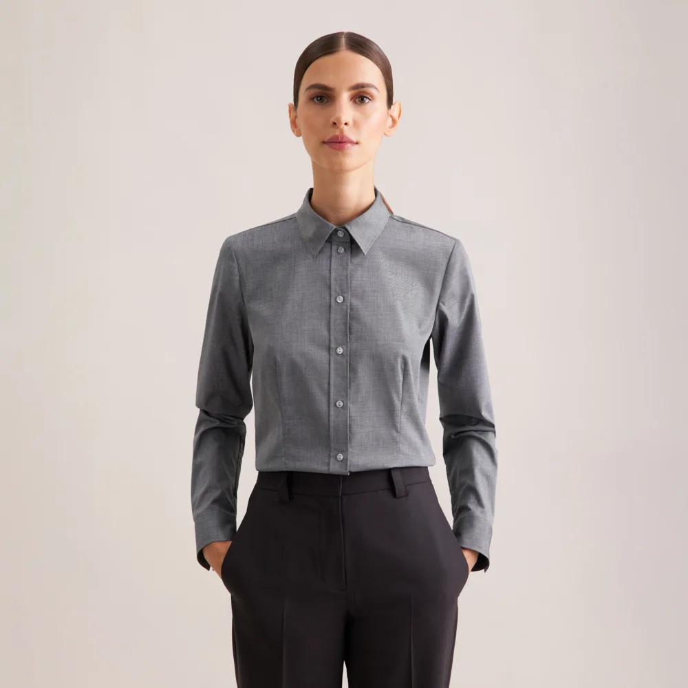 Popeline Bluse langarm