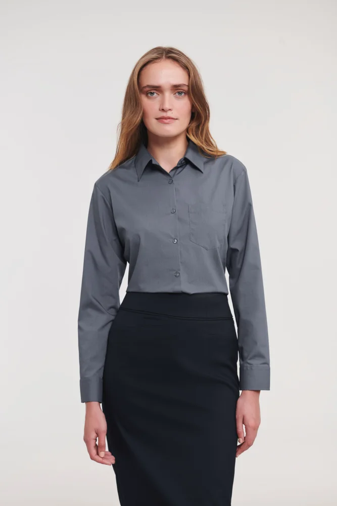 Popeline Bluse langarm