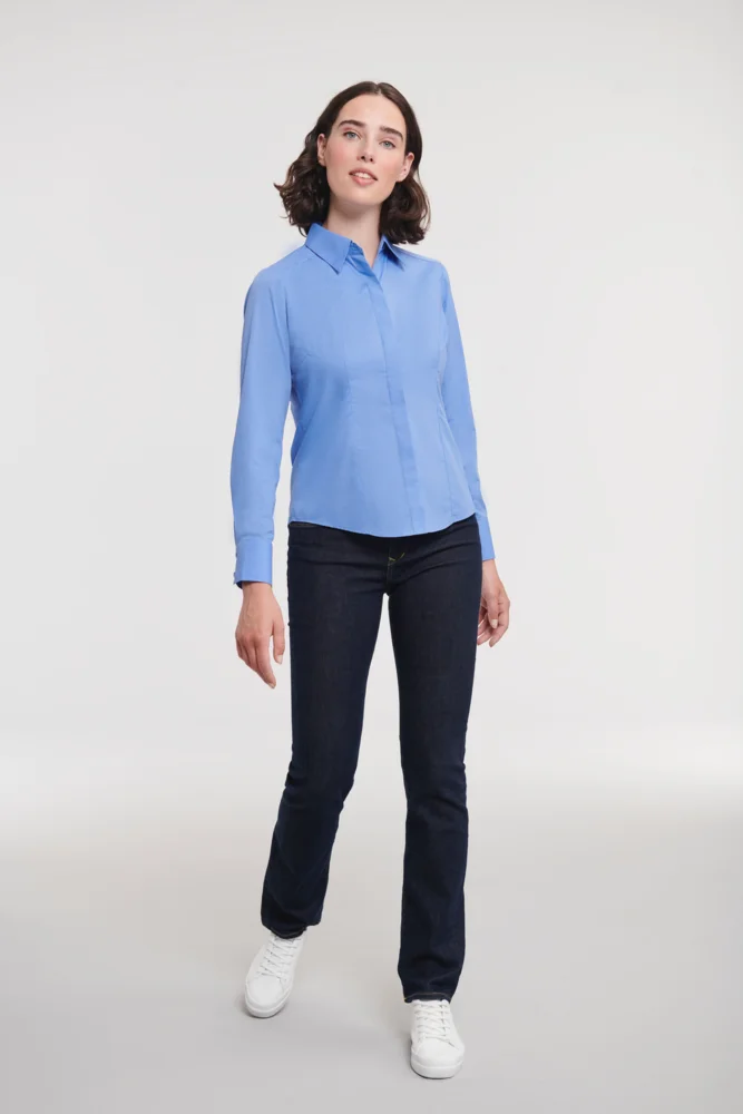 Popeline Bluse langarm