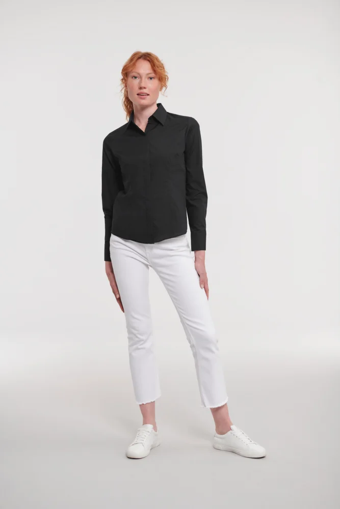 Popeline Bluse langarm