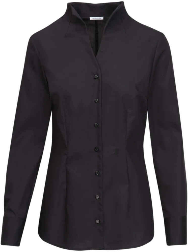 Popeline Bluse mit Kelchkragen langarm