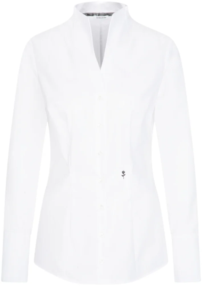 Popeline Bluse mit Kelchkragen langarm