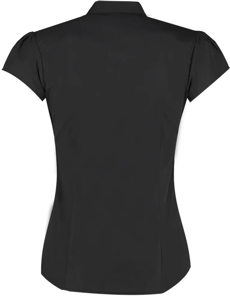 Popeline Bluse mit Maokragen kurzarm