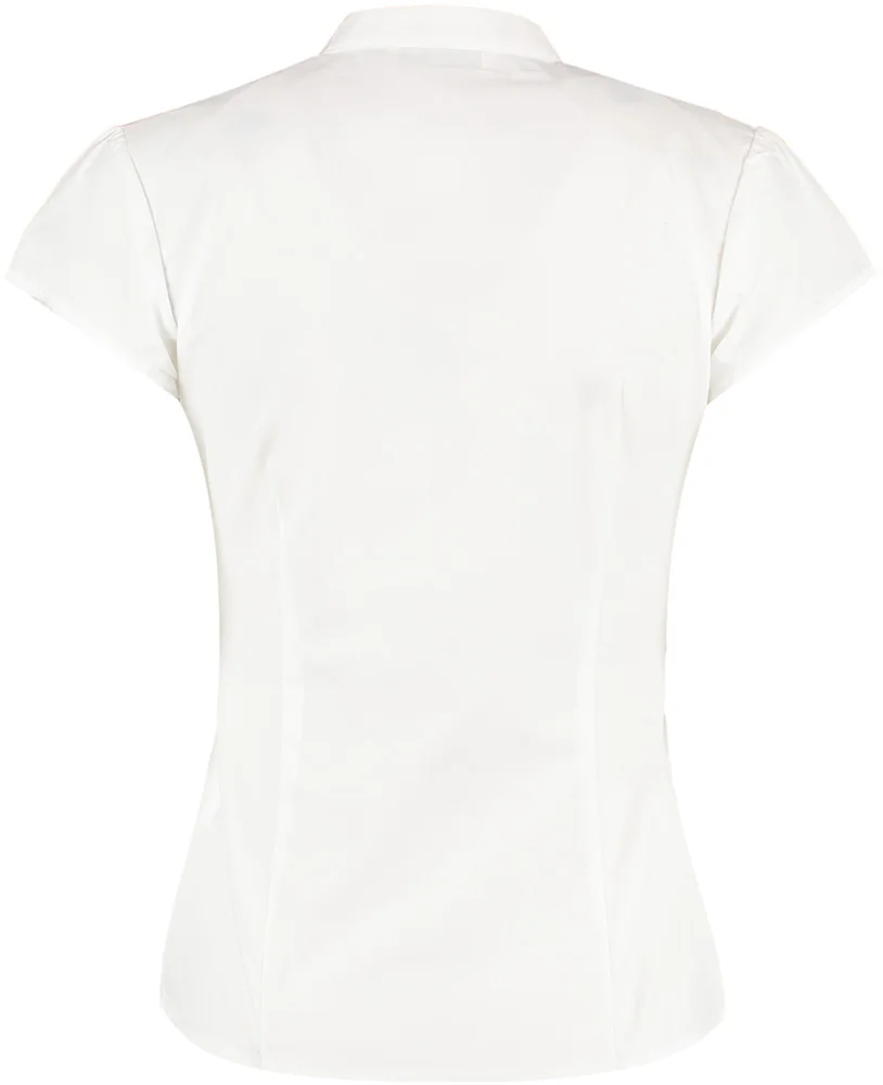 Popeline Bluse mit Maokragen kurzarm