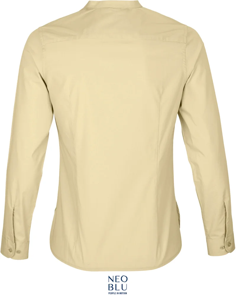 Poplin blouse with a Mao collar long-sleeve