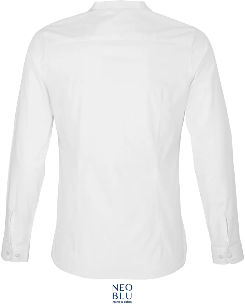 Poplin blouse with a Mao collar long-sleeve