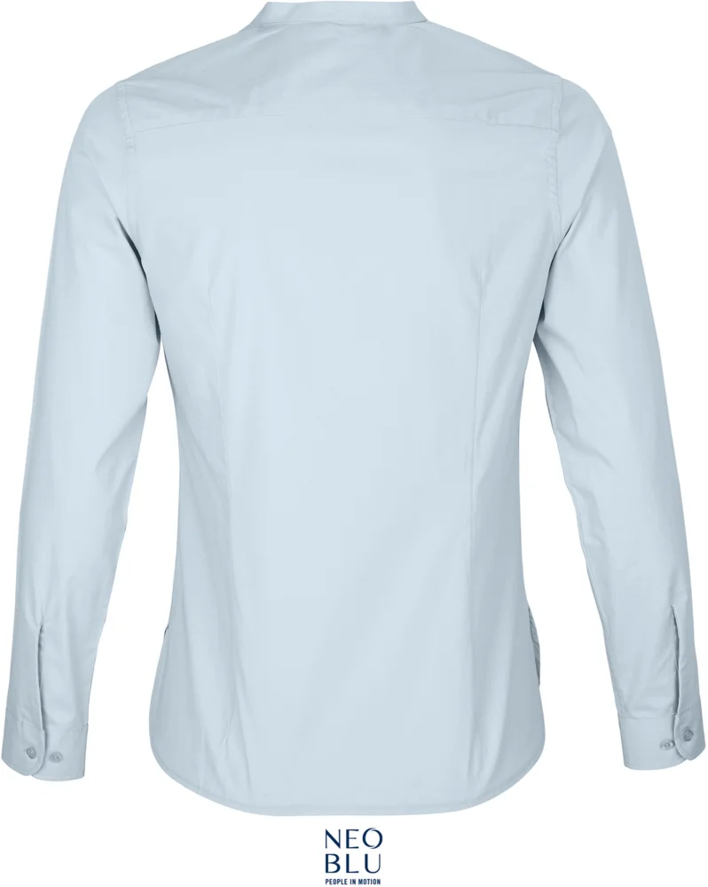 Poplin blouse with a Mao collar long-sleeve